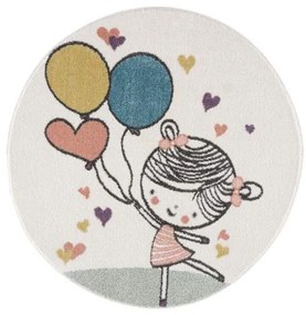 Detský koberec Girl Anime 9393 krém kruh