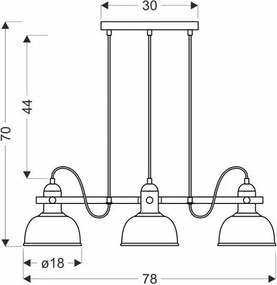 Luster na lanku RENO 3xE27/40W/230V čierna/hnedá