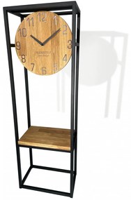 Štýlové dubové hodiny s robusným kovovým rámom 100 cm