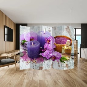 Paraván - Orchidey a sviečky (210x170 cm)