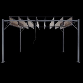 Garden Line ZÁHRADNÁ PERGOLA S POHYBLIVÝMI POLYKARBONÁTOVÝMI LAMELAMI 3 x 4 M HNEDÁ *4023