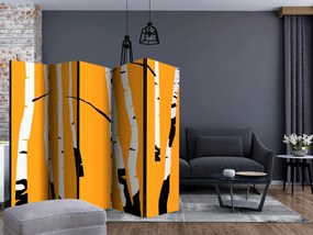 Artgeist Paraván - Birches on the orange background [Room Dividers]