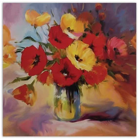 Gario Obraz na plátne Kytica makov vo váze Rozmery: 50 x 50 cm