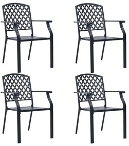 Vonkajšie stoličky 4 ks, sieťovinový dizajn, oceľ, čierne 310156