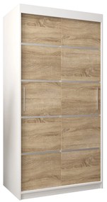 Šatníková skriňa 100 cm Verika 1 100 (biela + dub sonoma). Akcia -51%. Vlastná spoľahlivá doprava až k Vám domov. 1063675
