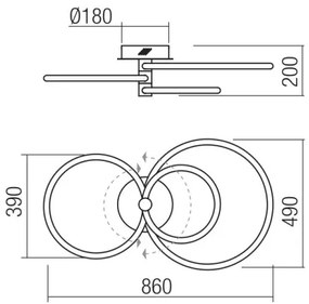 Redo 01-2226 - LED Stmievateľný prisadený luster SPELL LED/54W/230V 3000K chróm
