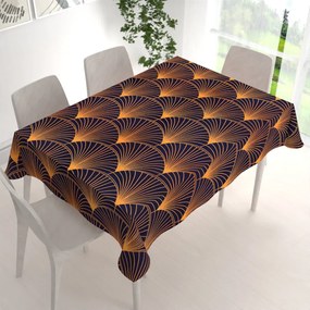 Biante Bavlnený obdĺžnikový obrus Sandra SA-504 Oranžové vejáre na tmavo modrom 120x160 cm