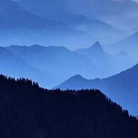 Ozdobný paraván Horská krajina Příroda - 180x170 cm, päťdielny, obojstranný paraván 360°