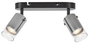 Moderné stropné bodové svietidlo Gunmetal 2-svetlá otočné a nastaviteľné - Drain