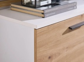 Obývacia stena Heathrow, biela/dub artisan, s osvetlením