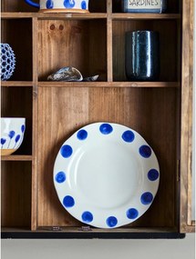 Biele/modré dezertné kameninové taniere v súprave 3 ks ø 22 cm Linora – Bloomingville