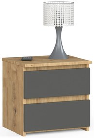 Nočný stolík Operativos (dub artisan + grafit). Akcia -19%. Vlastná spoľahlivá doprava až k Vám domov. 1117453