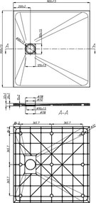BPS-koupelny Štvorcový sprchový kút HYD-SK1190B 90x90 chróm/transparent + vanička HYD-SSV-RIKO čierna