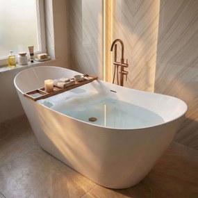 Rea FERRANO Slim, voľne stojaca vaňa 1520×730×670 mm, biela, čierna krytka odtoku, KPL-W6080
