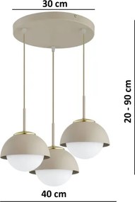 Brilagi - Závesný luster na lane COSMO 3xE27/60W/230V béžová/zlatá