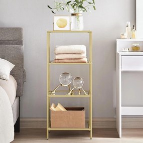 Sklenený regál, 4-úrovňový, zlatý