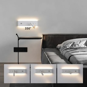 Brilagi-LED Nástenné bodové svietidlo s USB portom NOCTIS LED/3W/230V+LED/9W biela