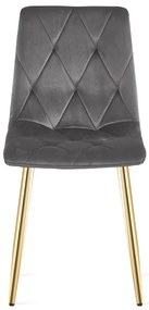 Set štyroch jedálenských stoličiek LIBRA zamatové, tmavosivé / zlaté nohy (4 ks)