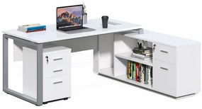Kancelársky stôl s kontajnerom a komodou Houseland Prime Home 03 180 cm biely