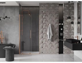 Mexen Velar, posuvné dvere do otvoru 90x200 cm, 8mm číre sklo, medená matná, 871-090-000-01-65