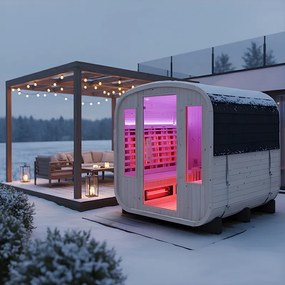 BPS-koupelny Záhradná kombinovaná sudová sauna 2v1 HYD-4023 - Infrasauna + fínska sauna 180x200, 4-6 osôb