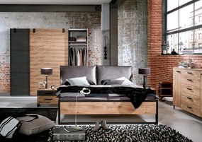 Šatník s posuvnými dverami Detroit, 250 cm, doskový dub / antracitová oceľ