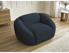 Tmavomodré kreslo z textílie bouclé Tina – Bobochic Paris