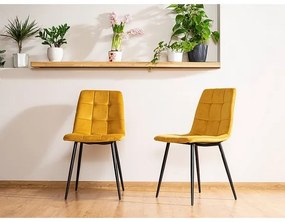Jedálenská stolička Mila Velvet, žltá / čierna