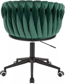 LuxuryForm DESIGN Stolička NORDEN VELUR na čiernej podstave s kolieskami - zelená