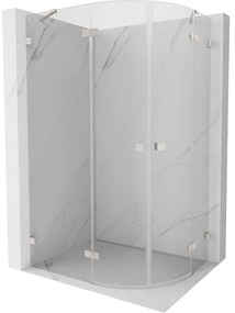 Mexen Lunar, polkruhový sprchový kút naklápací doľava 80 x 70 cm, 8mm číre sklo, oceľový profil, 833-080L-070P-97-00