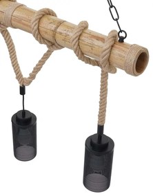 Závesné svietidlo H82 industrial, tube 3 74205 - kov / bambus - Čierna