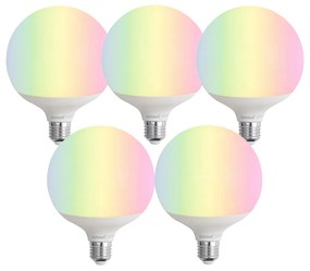 Sada 5 inteligentných LED žiaroviek E27 G120 matná RGBW 9W 806 lm 2700-6500K