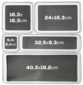 Organizér do zásuvky do kuchyne aj kúpeľne, príborník GREY 9,4 x 9,4 x 5 cm