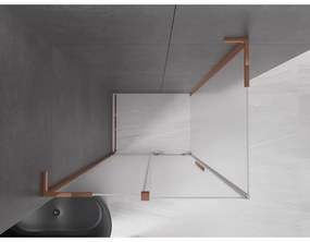 Mexen Velar L, sprchový kút s posuvnými dverami 90 x 80 cm, 8mm sklo námraza, ružové zlato, 871-090-080-33-60