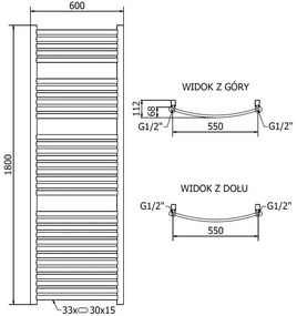 Mexen Helios, vykurovacie teleso 1800x600 mm, 786 W, zlatá lesklá, W103-1800-600-00-50