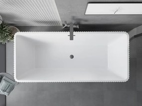 Mexen Tava, voľne stojaca ryhovaná vaňa 170 x 75 cm, biela-čierna, grafitový prepad, 52851707575-95
