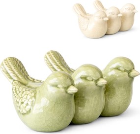 Jarná dekorácia CRAQUELE VTÁČIKY 19,5 cm - viac farieb Farba: Krémová