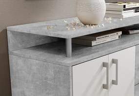 Komoda Drift, šedý betón/biela