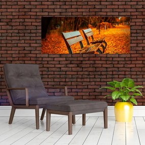 Obraz lavičky v jeseni (120x50 cm)
