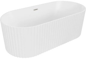 Mexen Paola, voľne stojaca vaňa, drážkovaná, 170 x 80 cm, biela matná, brúsená oceľ, 52721708001-97