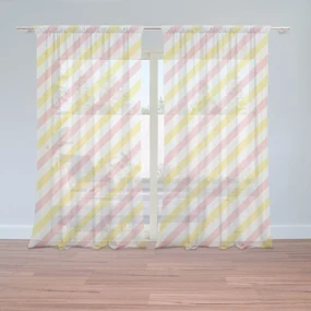 Sablio Záclony Ružové a žlté pruhy: 2ks 150x250cm