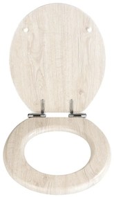 Svetlé WC sedadlo s jednoduchým zatváraním Wenko Oak, 43 × 37 cm