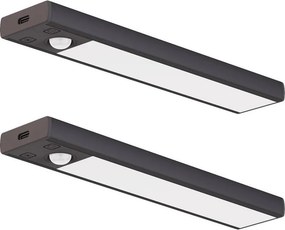 SADA 2x nabíjateľné osvetlenie nábytku so senzorom VIRO LED/1W/800 mAh 20 cm CCT čierne