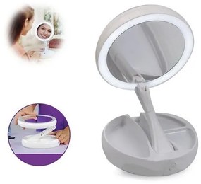 VER 15568 Skladacie kozmetické zväčšovacie zrkadlo s LED podsvietením
