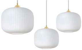 Závesné svietidlo Riffle 3, 1x biele sklenené tienidlo, g