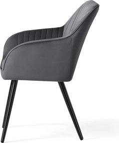 Sada štyroch jedálenských stoličiek FLORENCE zamatové, grafitové / čierne nohy (4 ks)