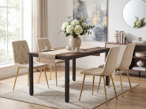 Svetlobéžová zamatová jedálenská stolička LIBRA so zlatými nohami