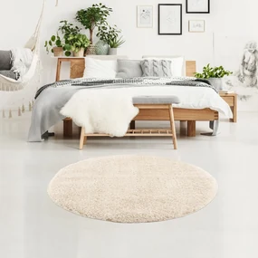 Dekorstudio Jednofarebný okrúhly koberec PULPY krémový Priemer koberca: 80cm