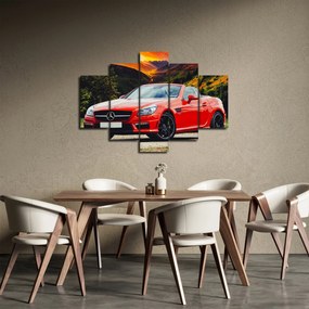 Obraz - červený Mercedes (150x105 cm)