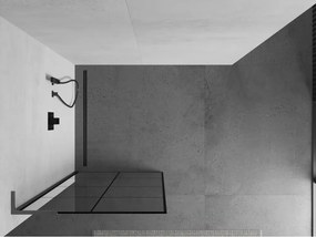 Mexen Kioto L, sprchová zástena Walk-In 80 x 200 cm, 8mm číre sklo čierny vzor, grafitový profil, 800-080-103-95-77